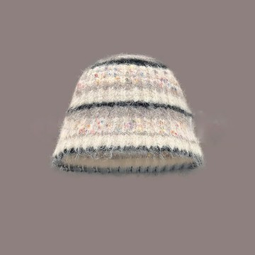 Charm Kebab日本設計師聯名款 條紋盆帽針織毛絨漁夫帽毛線水桶帽