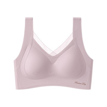 【Amhome】果凍軟支撐背心式聚攏蕾絲無痕內衣大胸顯小防下垂透氣胸罩# 121686(現貨+預購)