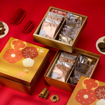 【心茶 XiiNCha】福馬呈祥 🧧 曦映雙層禮盒 茶點x茶包 22入 | 公益款/生日禮/新年禮盒/節慶送禮/摩羯座(附贈提袋)