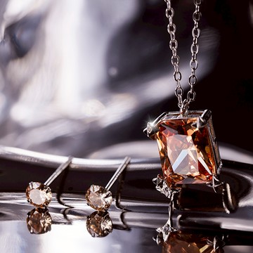 MARIGOLD 美爾朵 12星座星辰誕生石 Set NS[925純銀]KMD250 耳環+項鍊禮盒  雙魚座 褐色 + 銀色