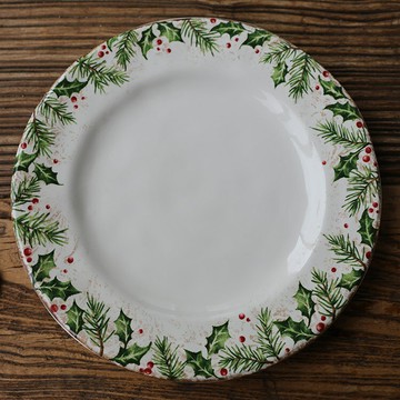 美式鄉村陶瓷餐具大盤意面盤牛排盤子裝飾盤圣誕小樹盤子菜盤子