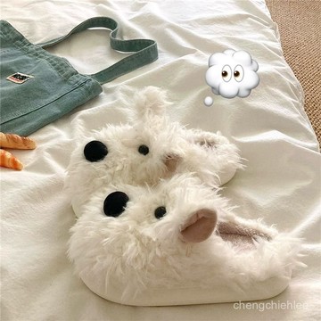 BM-奶兇奶兇小狗! 拖鞋 潦草可愛 ins風 棉拖鞋 女 室內居家 加絨保暖 毛毛拖鞋 潮 品質生活好物