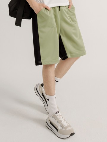 快乾前後撞色腰抽繩運動短褲