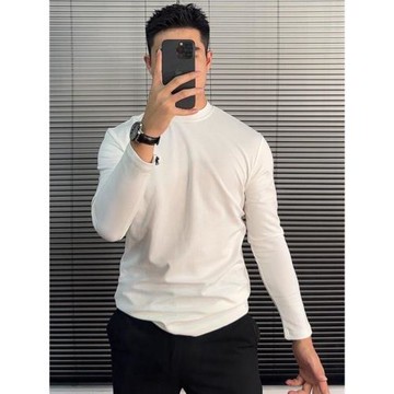 輕熟男士秋季高品質時尚刺繡圓領打底衫t恤修身小高領長袖T內搭衣