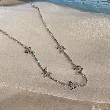 高級感蝴蝶鋯石項鏈女夏輕奢個性氣質鎖骨鏈網紅氣質百搭吊墜