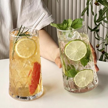 鉆石水果茶杯玻璃水杯子冰美式咖啡杯果汁杯冷飲料飲品杯夏季【繁星小鎮】