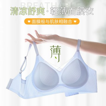 超薄液態提拉冰皮無鋼圈小胸聚攏內衣女夏季新款蜂巢透氣無痕文胸