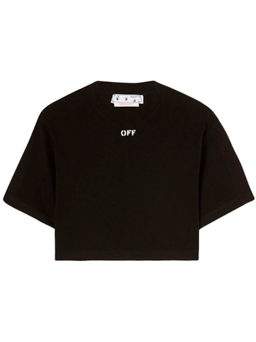 Off White `Off Stamp` Ribbed Cropped T-Shirt