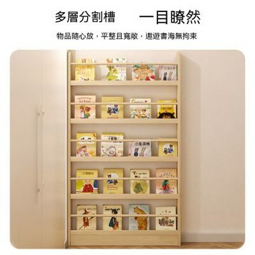 書架 門後置物架 雜志架 超薄收納櫃 松木壁掛 靠牆儲物架 薄書櫃 家用雜物架 多層窄櫃（60/70cm）