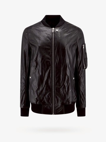 Leather jacket with ribbed knitted profiles - RICK OWENS - gender_Man