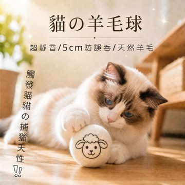 貓貓的羊毛球｜天然羊毛｜加大防誤吞｜靜音玩具｜ 實心羊毛球 逗貓球 逗貓玩具 寵物球 磨牙玩具 耐咬玩具 貓咪玩具