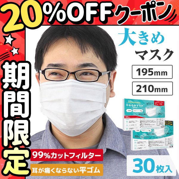 マスク 大きめ 2サイズ 不織布 10枚ずつ個包装 男性 三層構造 平ゴム仕様 立体プリーツ 使い捨て メンズ 大人用 白 大きいサイズ ビッグ  Lサイズ 二重マスク 通販 LINEポイント最大0.5%GET | LINEショッピング