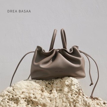 DREA BASAA半山流線包Flow系列小號女包時尚褶皺水桶包真皮斜挎包