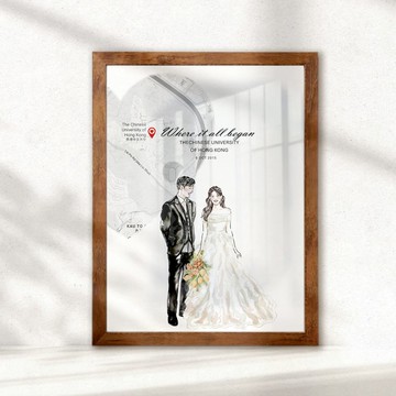 心形地圖 |似顏繪插畫【客製化禮物】水彩人像|生日禮物|週年紀念