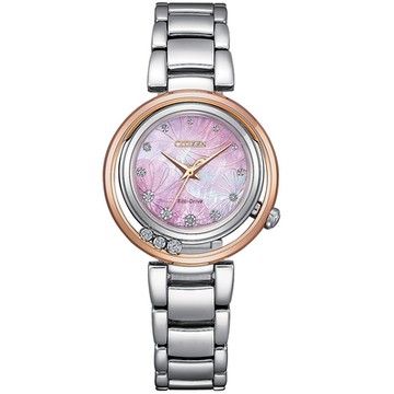 CITIZEN 星辰 L系列 朵朵鑽石光動能女錶 送禮首選 EM1114-80Y 附提袋