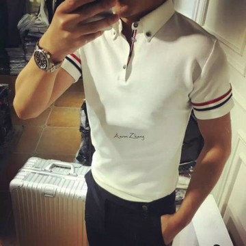 夏季韓國翻領polo衫男TB風短袖T恤商務休閑保羅衫純棉修身打底衫