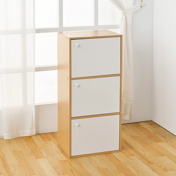 【H&R安室家】簡約木紋三門收納櫃/置物櫃-BCF32