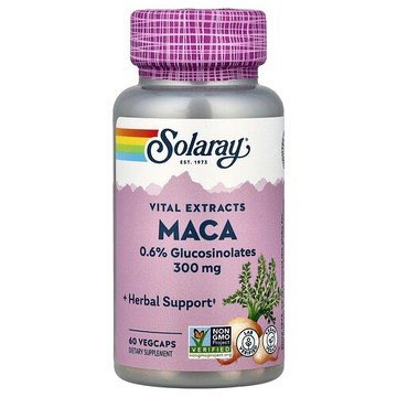 Solaray, 重要提取物，瑪卡，300 毫克，60 粒素食膠囊