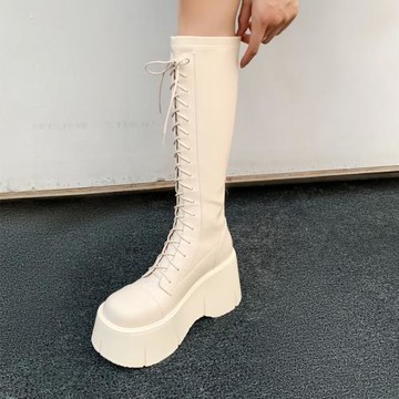 超高跟增高彈力靴女真皮春秋新款瘦腿高筒靴小個子不過膝瘦瘦長靴