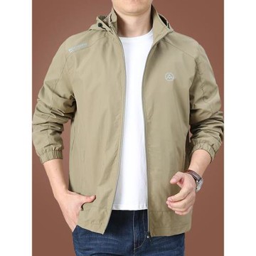 沖鋒服外套男春秋男士休閑上衣男裝春季新款防風防水連帽夾克薄款