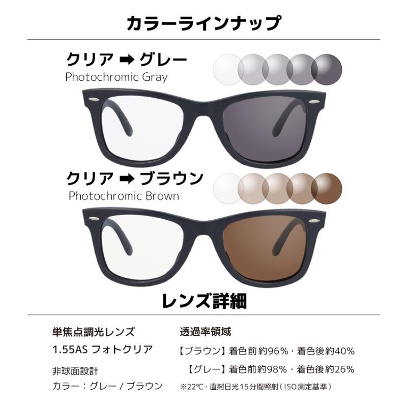 調光レンズセット レイバン Ray-Ban 調光サングラス 度付き対応 ウェイ