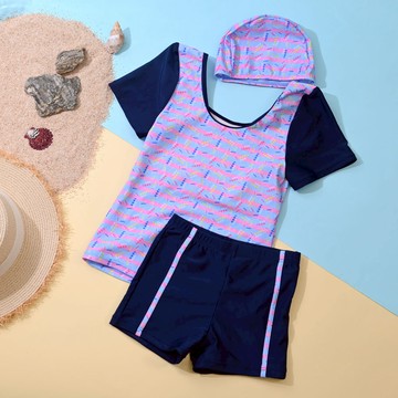 【廠商直送】YG453-小女短袖兩件式褲裝-花