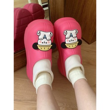 細細條 休閑運動風百搭雪地靴女冬季可愛小黃帽狗狗厚底時尚棉鞋