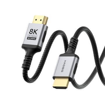 HAGiBiS 細軟編織鍍金頭HDMI 2.1版8K高畫質傳輸線1.5M(HM06-015)