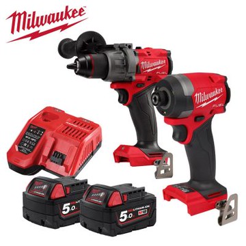 美沃奇 Milwaukee 18V無碳刷衝擊起子機+震動電鑽 M18FID3+M18FPD3-502X 5.0Ah雙電組