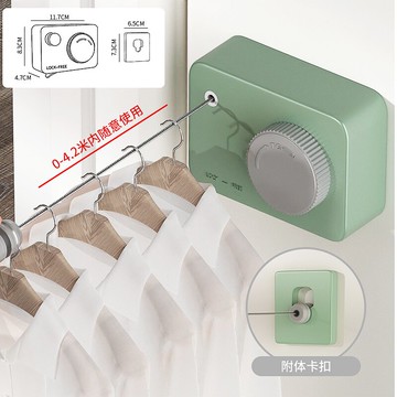 伸縮晾衣繩 隱形曬衣繩 曬衣架 晾衣繩免打孔曬被子衣服陽台收縮伸縮鋼絲繩室外隱形涼衣架神器『XY36837』