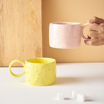 潑墨馬克杯高顏值大耳朵陶瓷杯大容量泡茶喝水杯子家用女生咖啡杯