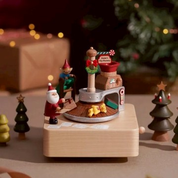 【知音Jean】雙旋轉音樂盒-聖誕禮物工廠(1060451)【墊腳石】Xmas耶誕 交換禮物 精巧禮品