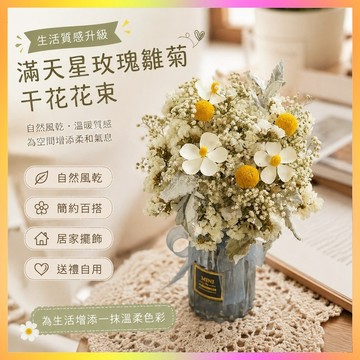 滿天星玫瑰雛菊干花花束云南天然風干真花家居裝飾擺件黃金勿忘我
