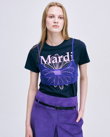 MARDI MERCREDI 透膚短版背心 紫色 穿搭 層次 細肩帶 SHEER LAYERED BUSTIER