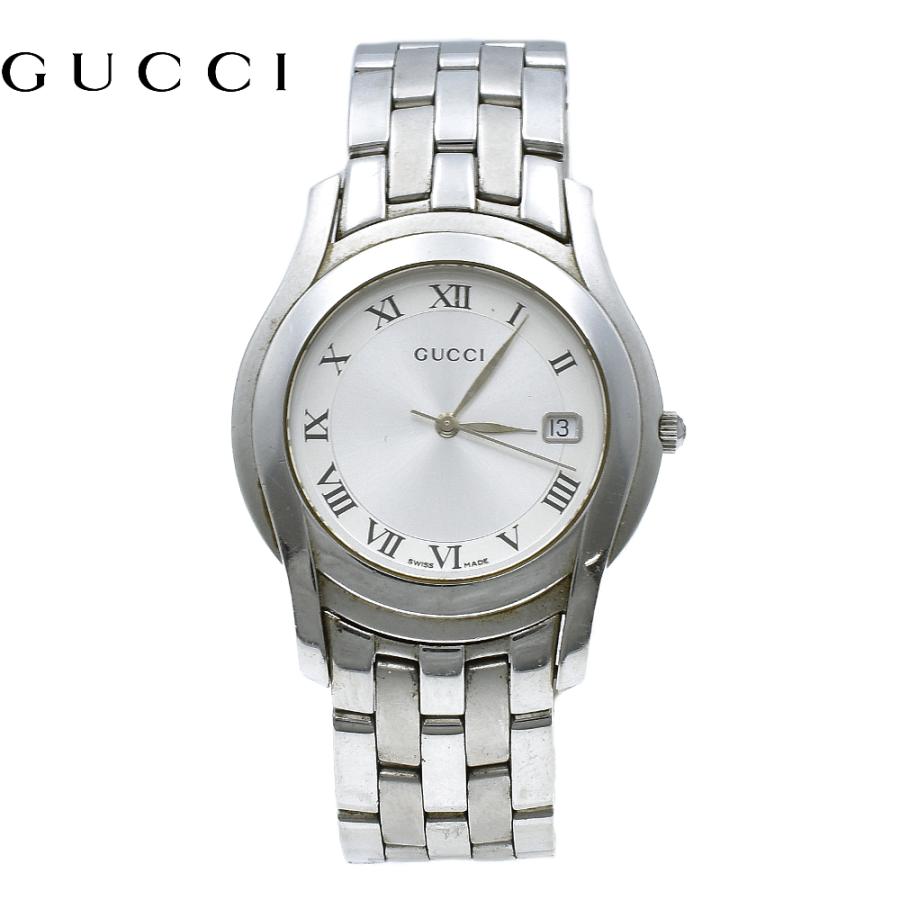 GUCCI時計 5500M シルバー 高級感 GUCCI グッチ 5500M クォーツ シルバー文字盤 時計 腕時計