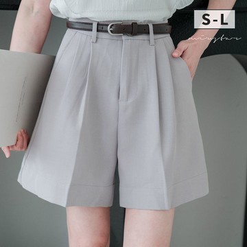 現貨★附腰帶後腰鬆緊西裝口袋短褲(共3色，S-L)0610 【NR0959】