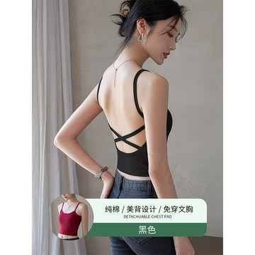 ⭐️臺灣出貨⭐️【超級美背】背心女夏季 新款設計感 美背熱辣 上衣女 美式露背外 穿吊帶打底背心 帶胸墊 內搭 修身顯瘦