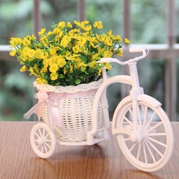 。小單車床頭柜置物架盆景歐式裝飾品酒店餐廳桌新款假花擺件臥室