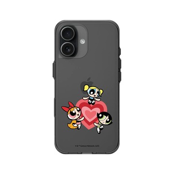iPhone 17 Clear (相機按鈕) 酷墨灰 - The Powerpuff Girls 飛天小女警 - 愛心徽章