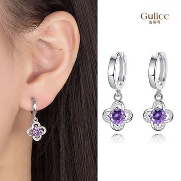 Gulicc 優雅 幸運草 永恒花☆耳墬(飾品 耳飾 耳針 耳釘 耳環 生日禮物 雙11 聖誕節)