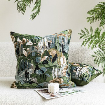 『百貨屋二號』印象莫奈|法式中古風綠色抽象圖案抱枕靠墊酒店民宿軟裝靠枕腰枕