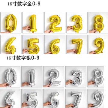 🌸可娜的夢想角落🌸[現貨]【16吋  整套數字0-9  金色&銀色數字】🌟🌟生日氣球佈置  周歲氣球佈置 幼稚園佈置👑