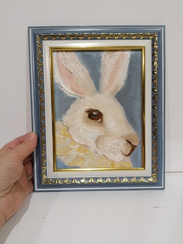 白兔繪畫原創藝術厚塗油畫