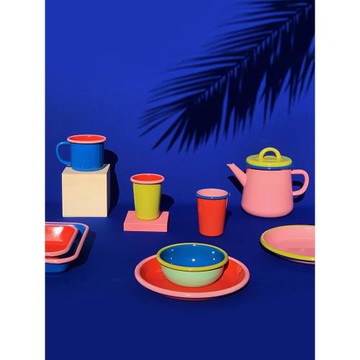 sort土耳其BORNN撞色搪瓷餐盤碗托盤水杯子茶壺手工琺瑯藝術餐具