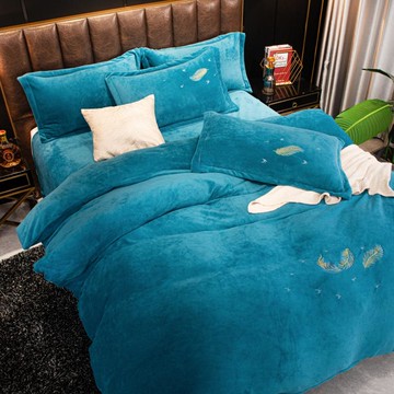 牛奶絨刺繡四件套冬季加厚法蘭絨加絨床上用品床單款雙面絨珊瑚絨