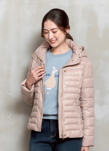 霧柔暖甜收腰連帽羽絨外套
