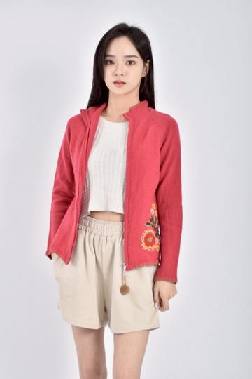 加購優惠(S) h20 jeans羊毛刺繡拉鍊粉色外套