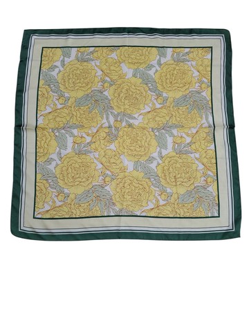 有禮貌穿搭 東方復古 大黃花圖騰 絲巾 方巾 65cm