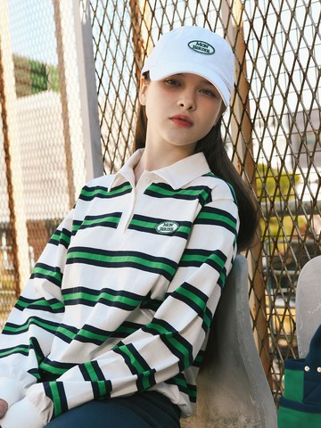 Jane Stripe Rugby T-shirt Golf [GREEN]