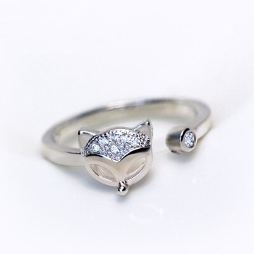 925純銀戒指鑲鑽開口戒-潮流百搭狐狸造型生日情人節禮物女飾品73dt296【獨家進口】【米蘭精品】